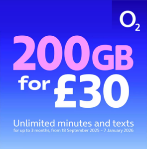 O2 200GB Pay As You Go SIM Card 2026