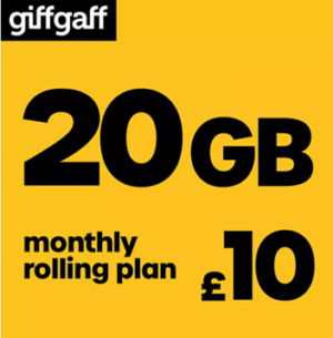 Giffgaff 20GB Pay As You Go Sim Card 2026