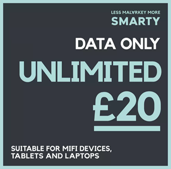SMARTY UNLIMITED 30 Day Pay As You Go Data Only SIM Card 2026