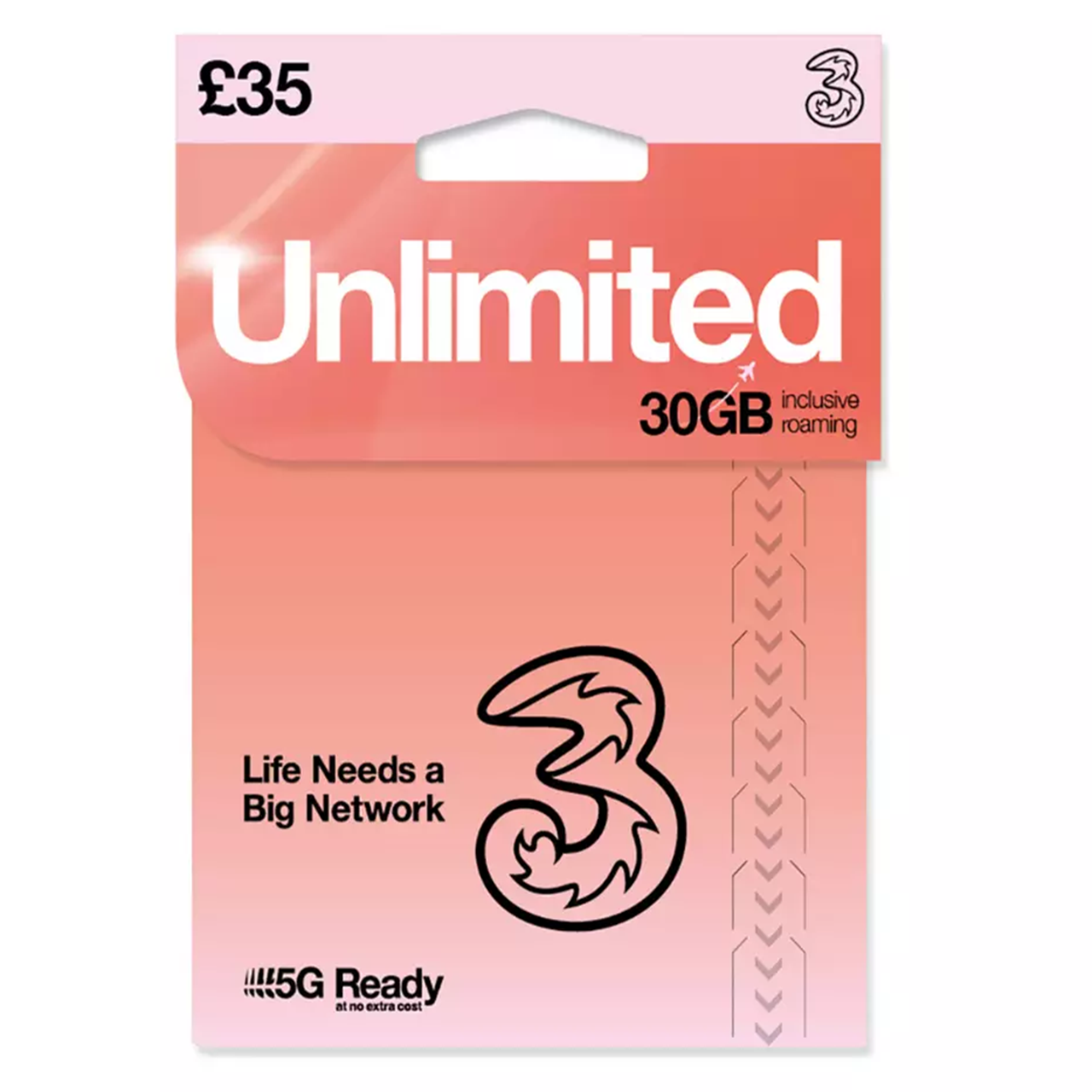 Three Unlimited New Pay As You Go SIM Card