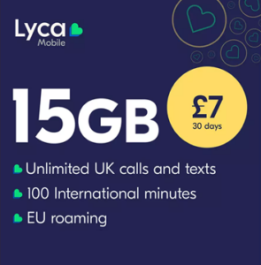 Lyca Mobile 15GB Pay As You Go SIM Card 2026