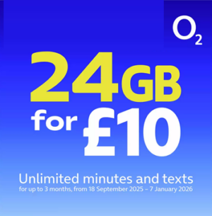 O2 24GB Pay As You Go SIM Card 2026