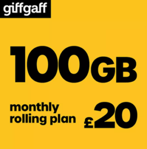giffgaff 100GB Pay As You Go Sim Card 2026