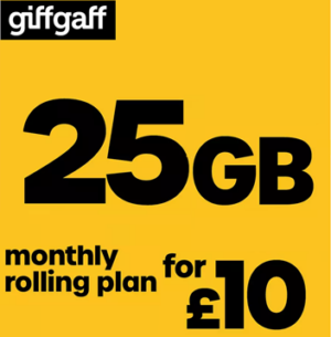 Giffgaff 25 GB pay As You Go SIM card 2026